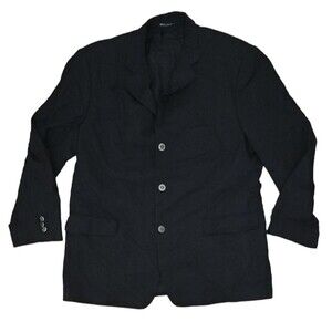 Alan Flusser Blazer Mens L Black Sport Jacket 2 Button Linen Blend